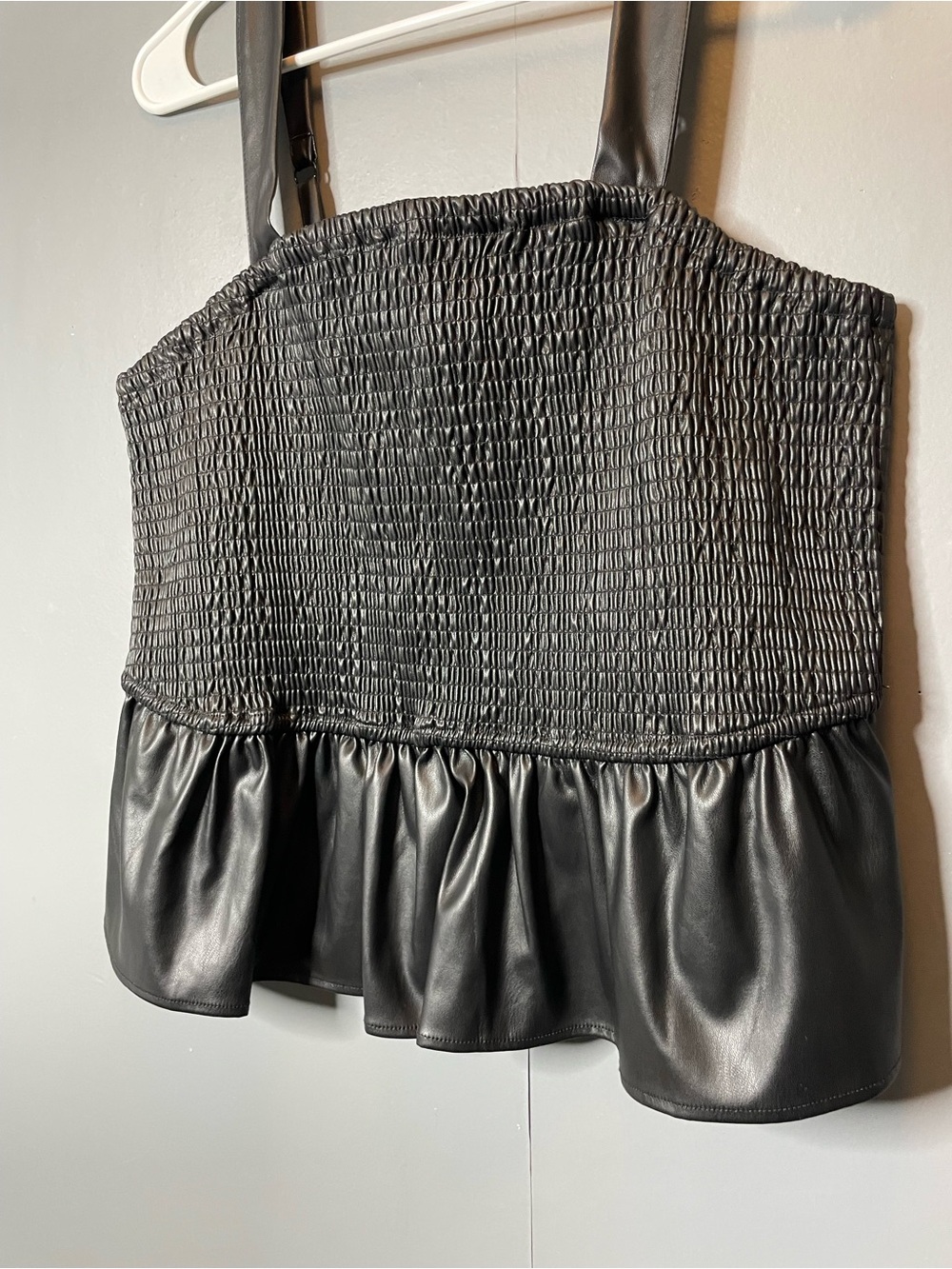 torrid Black Faux Leather Smocked Peplum Camisole Tank Top size XL new - Picture 5 of 11